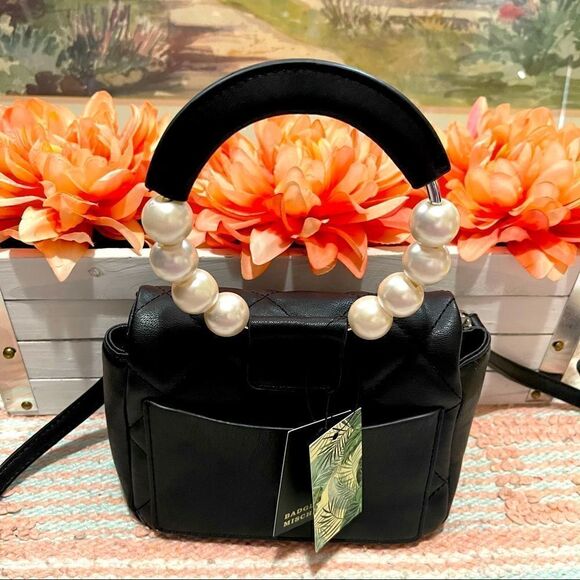 Badgley Mischka Clutch Bag w/ Faux Pearl Handle NWT - Picture 5 of 16